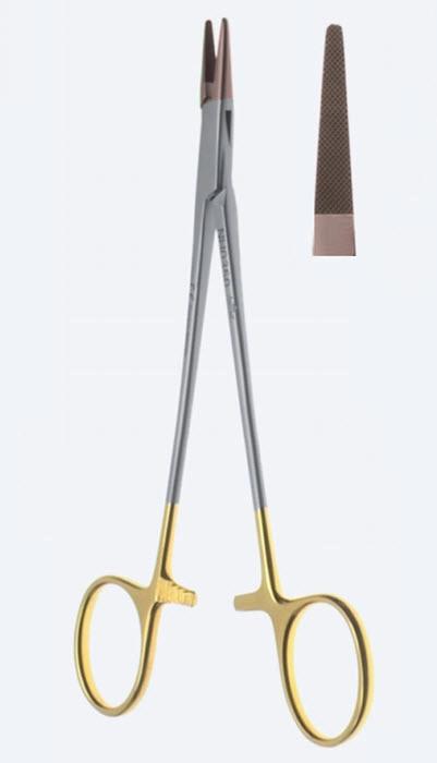 Голкотримачі "De Bakey", "Power TC", прямі, для ниток 4/0 - 6/0, насічка 0,4, з кремальєрою, довжина 305 мм. Бренд - Asanus Medizintechnik Gmb, Німеччина